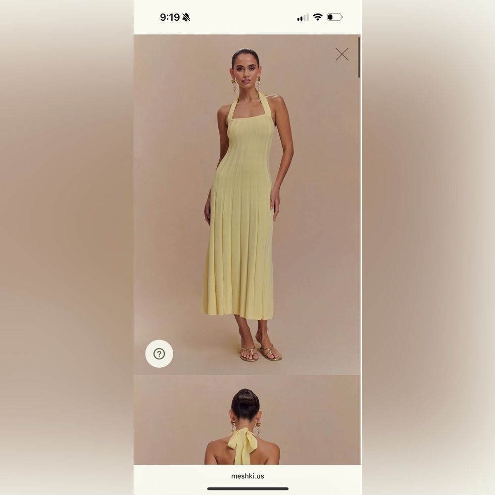 Meshki Jacqui Yellow Halter Dress